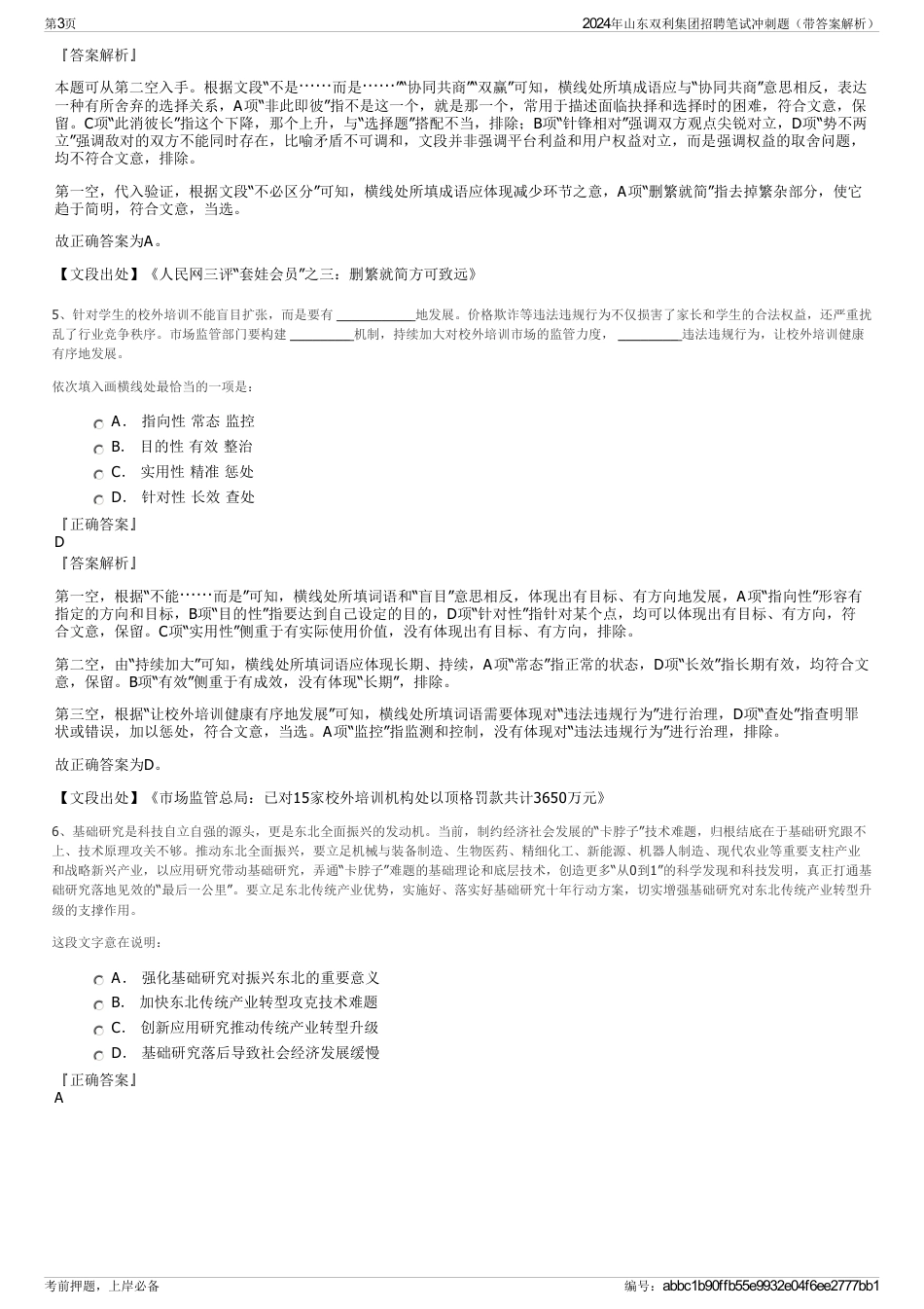 2024年山东双利集团招聘笔试冲刺题（带答案解析）_第3页