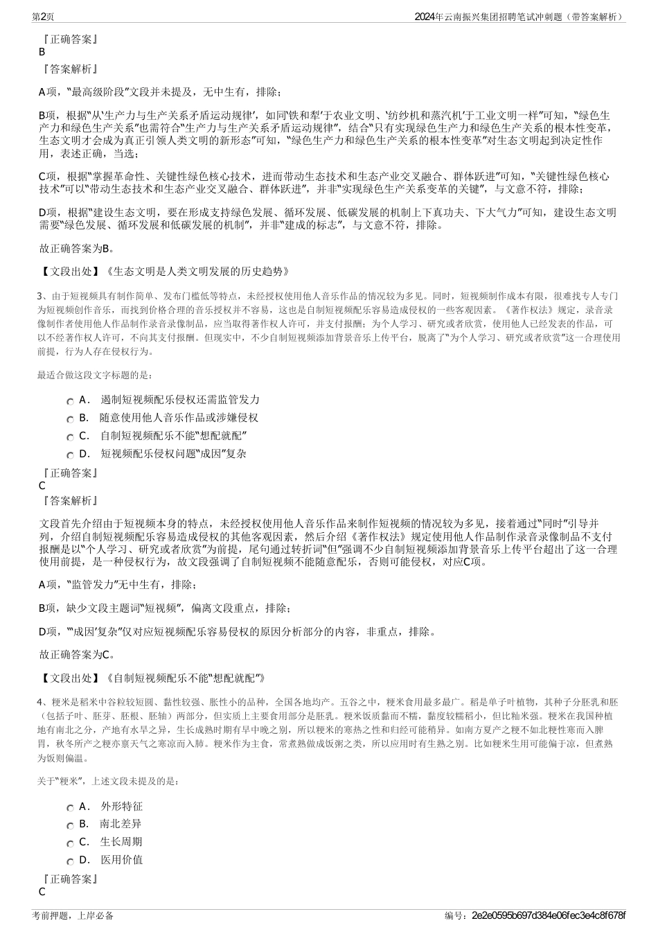 2024年云南振兴集团招聘笔试冲刺题（带答案解析）_第2页