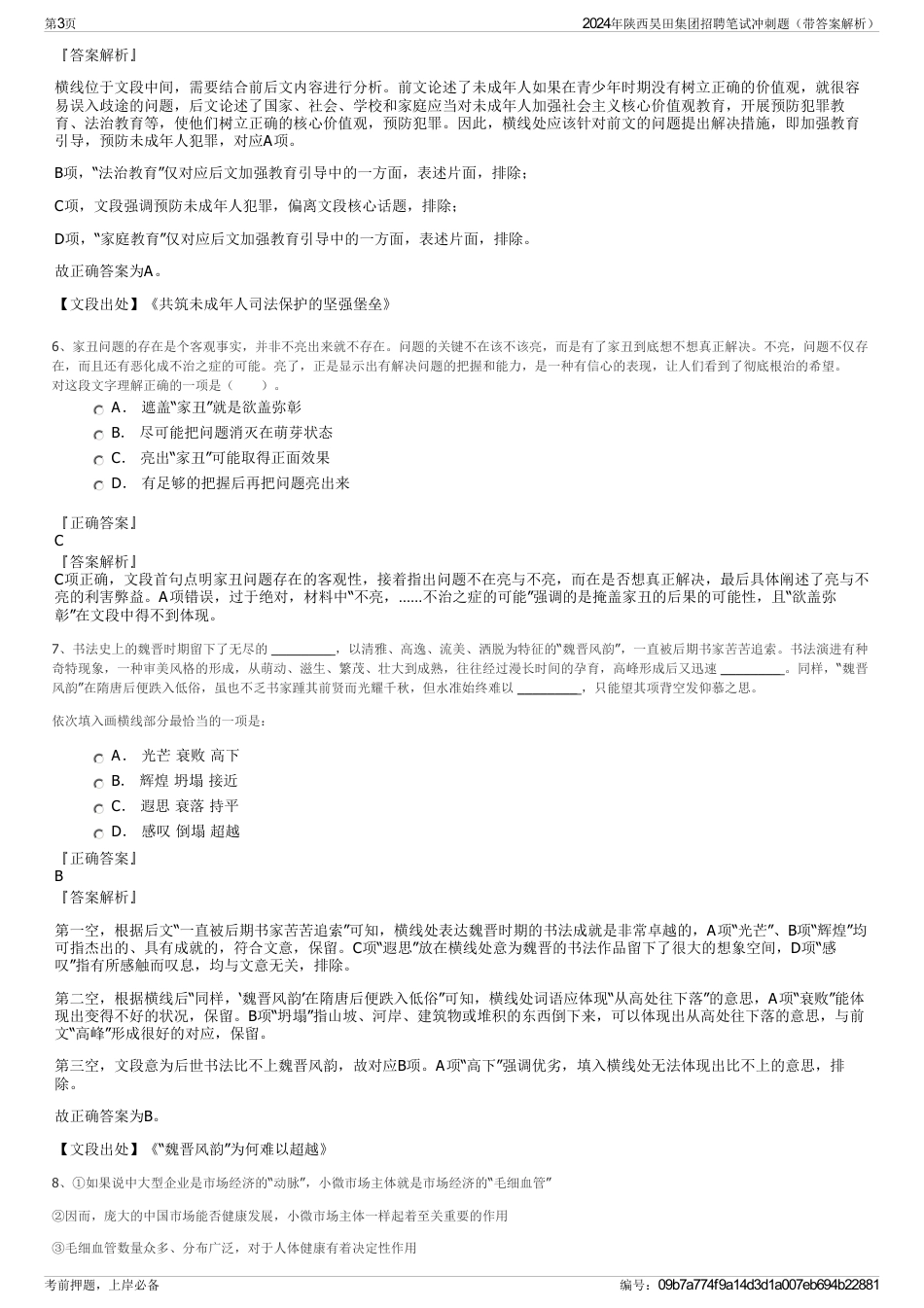 2024年陕西昊田集团招聘笔试冲刺题（带答案解析）_第3页