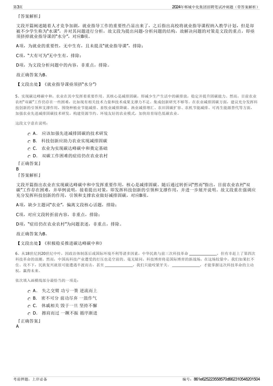 2024年郸城中化集团招聘笔试冲刺题（带答案解析）_第3页