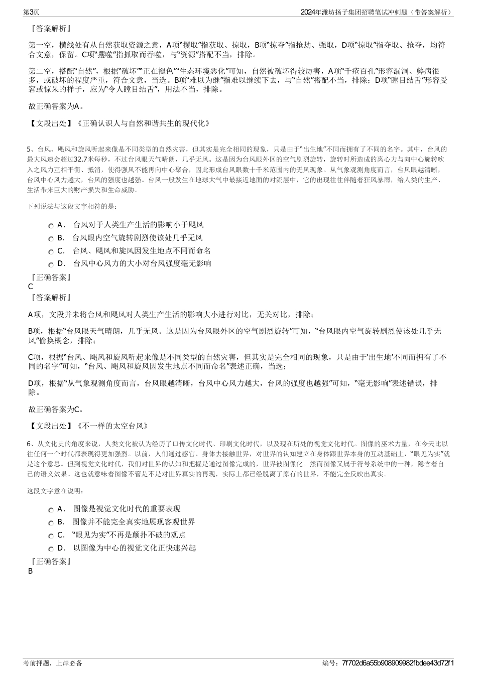 2024年潍坊扬子集团招聘笔试冲刺题（带答案解析）_第3页
