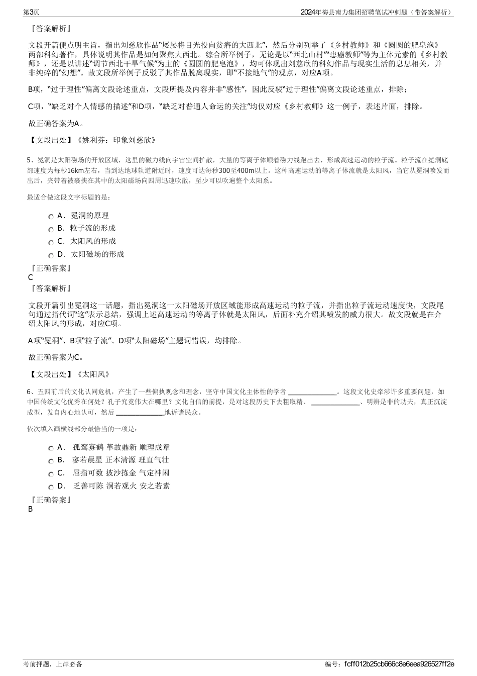 2024年梅县南力集团招聘笔试冲刺题（带答案解析）_第3页