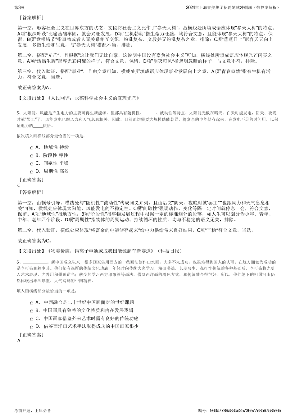 2024年上海青美集团招聘笔试冲刺题（带答案解析）_第3页