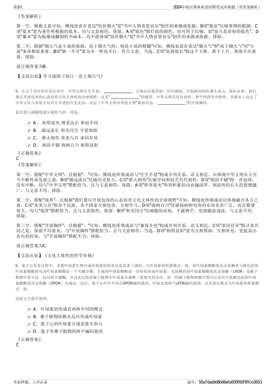 2024年临沂舞林集团招聘笔试冲刺题（带答案解析）_第3页