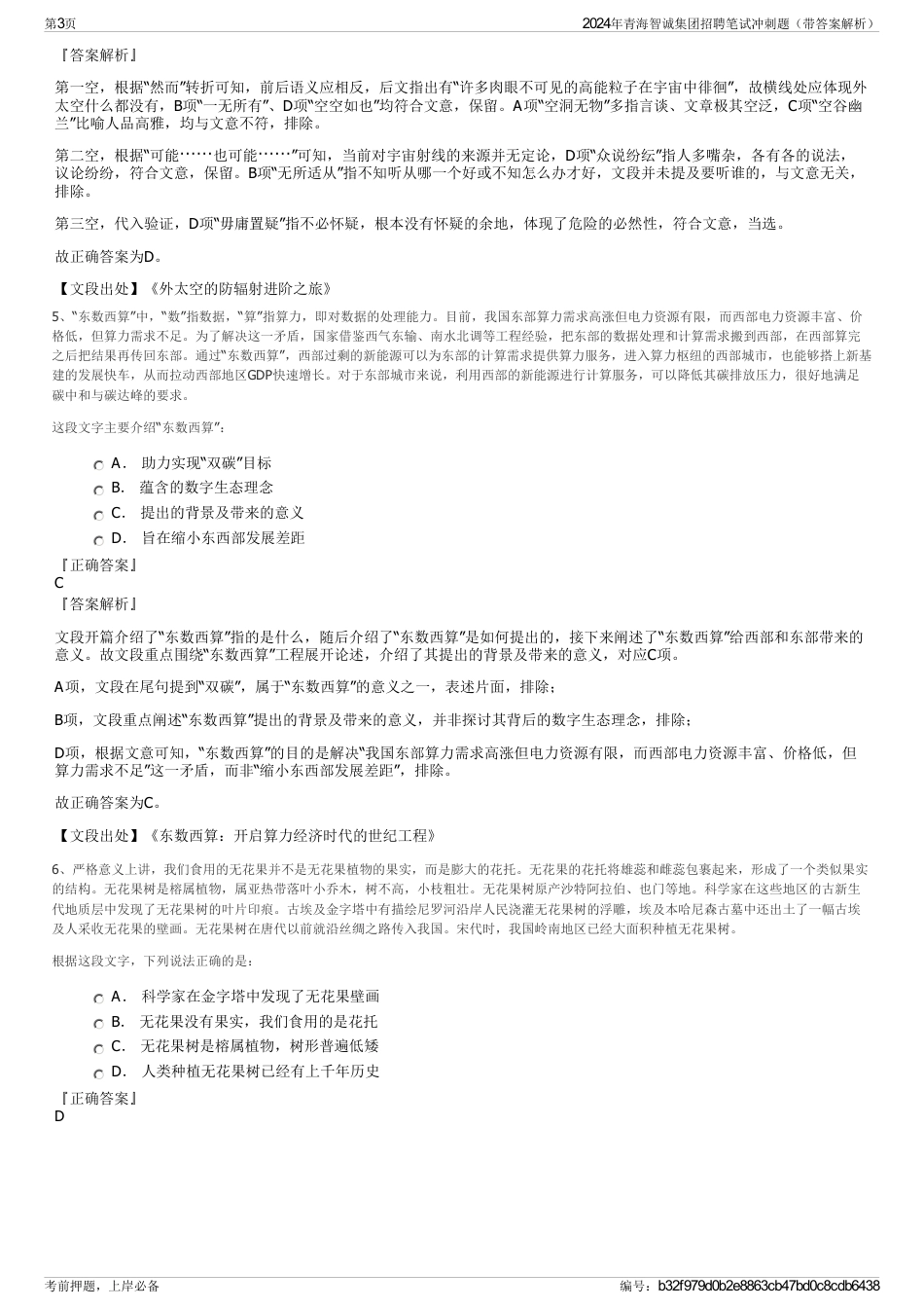 2024年青海智诚集团招聘笔试冲刺题（带答案解析）_第3页