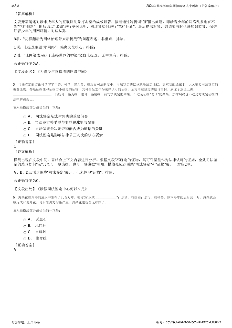 2024年北海杨帆集团招聘笔试冲刺题（带答案解析）_第3页