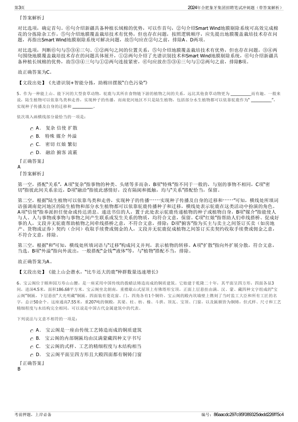 2024年合肥象牙集团招聘笔试冲刺题（带答案解析）_第3页