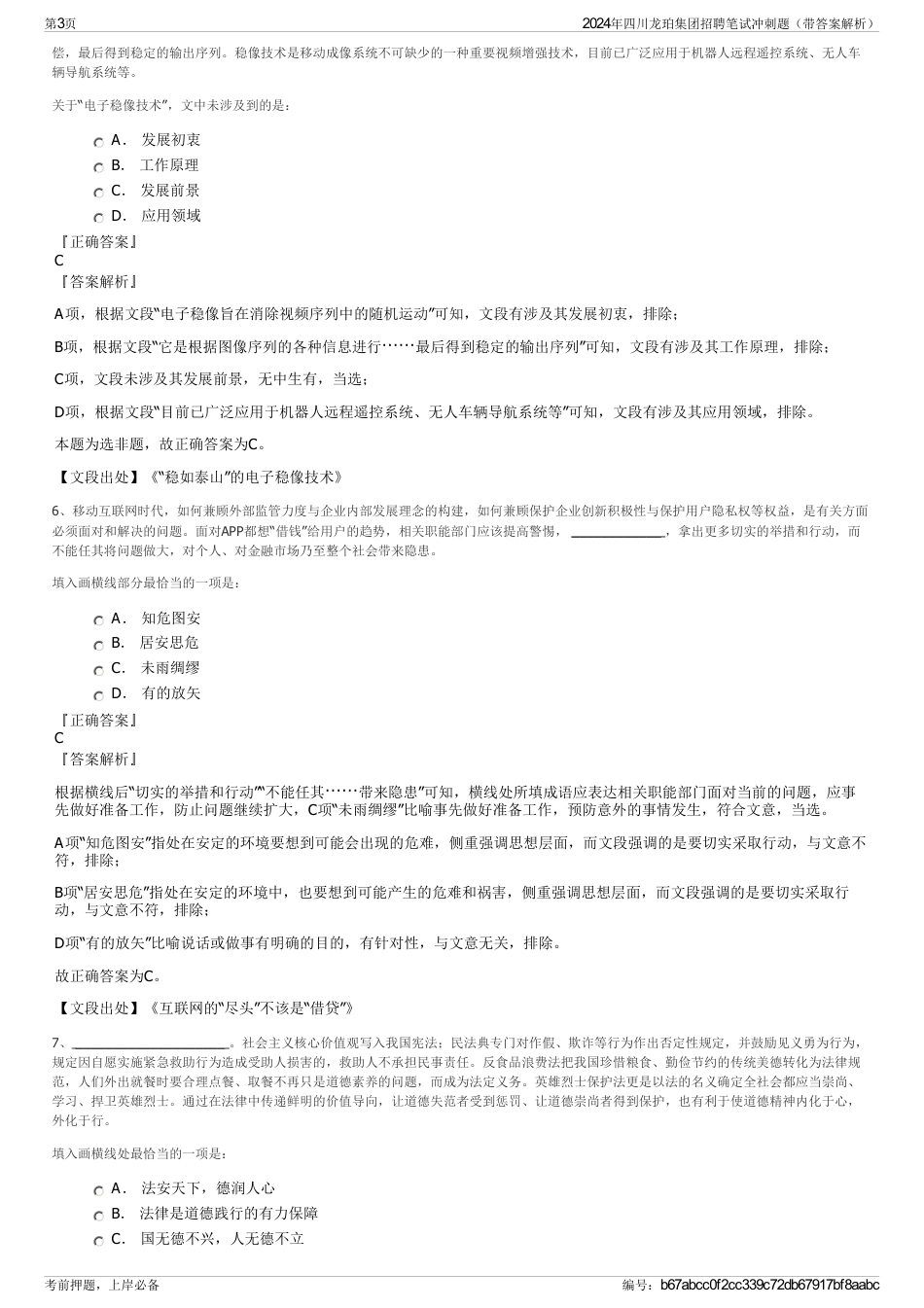 2024年四川龙珀集团招聘笔试冲刺题（带答案解析）_第3页