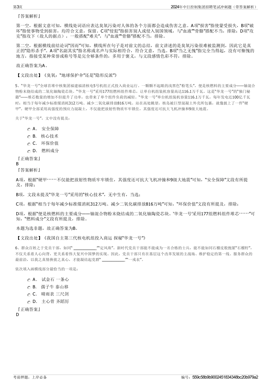 2024年中巨控制集团招聘笔试冲刺题（带答案解析）_第3页