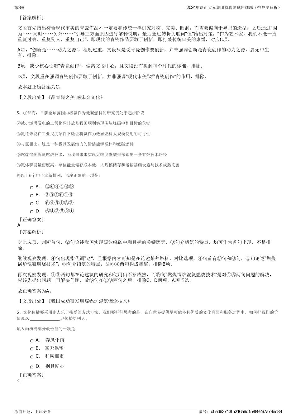 2024年盐山大元集团招聘笔试冲刺题（带答案解析）_第3页
