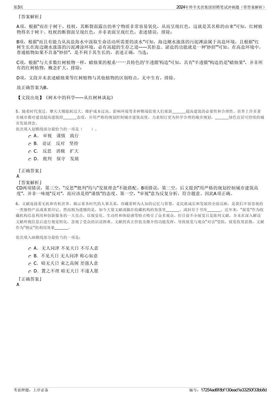 2024年羚羊光伏集团招聘笔试冲刺题（带答案解析）_第3页