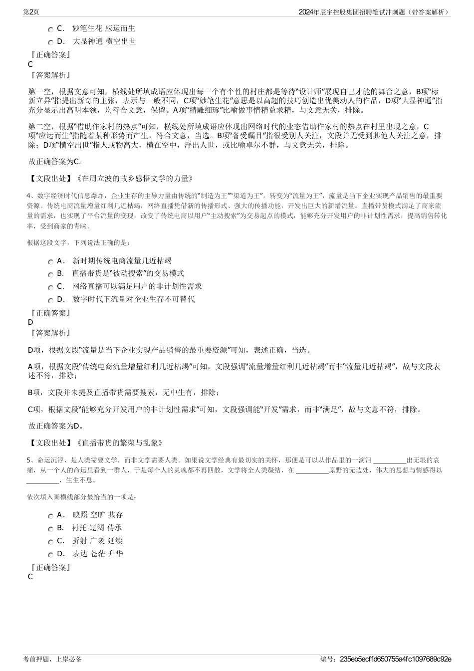 2024年辰宇控股集团招聘笔试冲刺题（带答案解析）_第2页