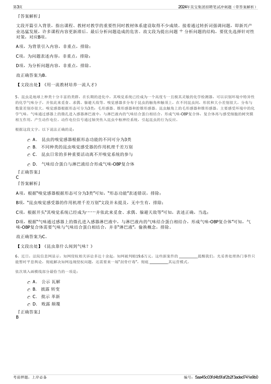 2024年昊宝集团招聘笔试冲刺题（带答案解析）_第3页