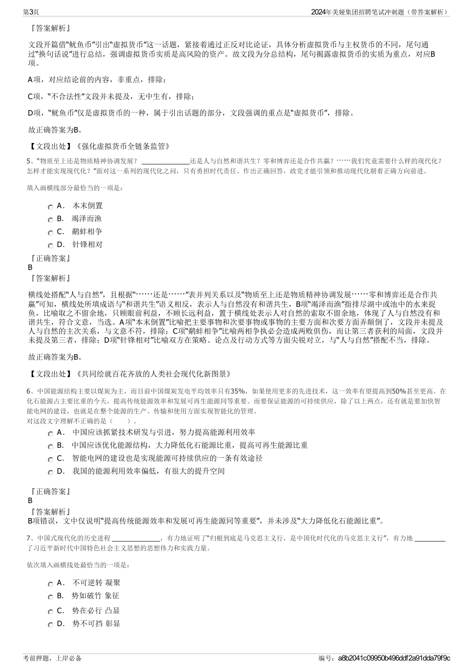 2024年美娅集团招聘笔试冲刺题（带答案解析）_第3页