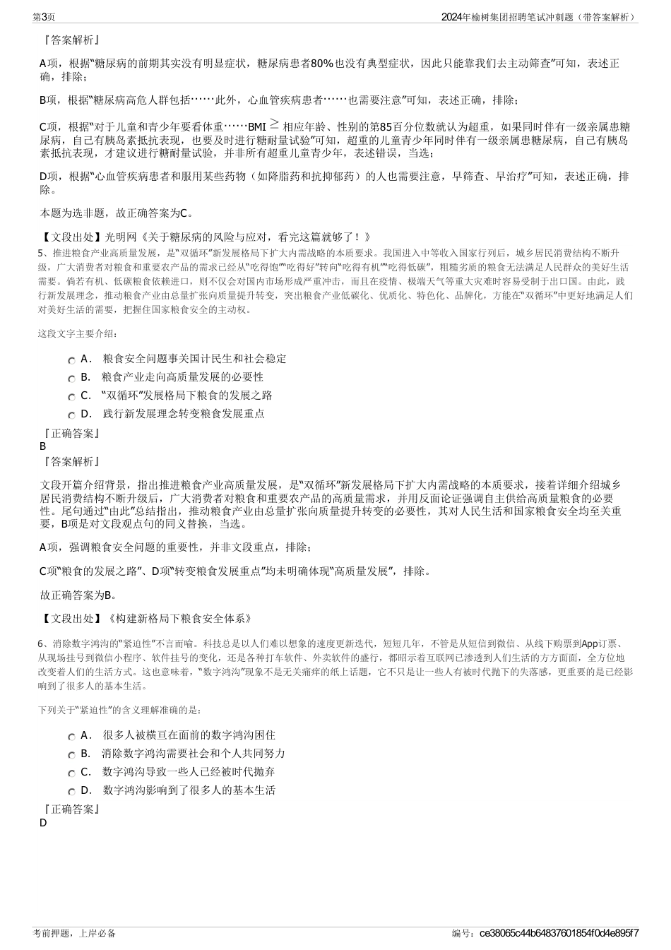2024年榆树集团招聘笔试冲刺题（带答案解析）_第3页