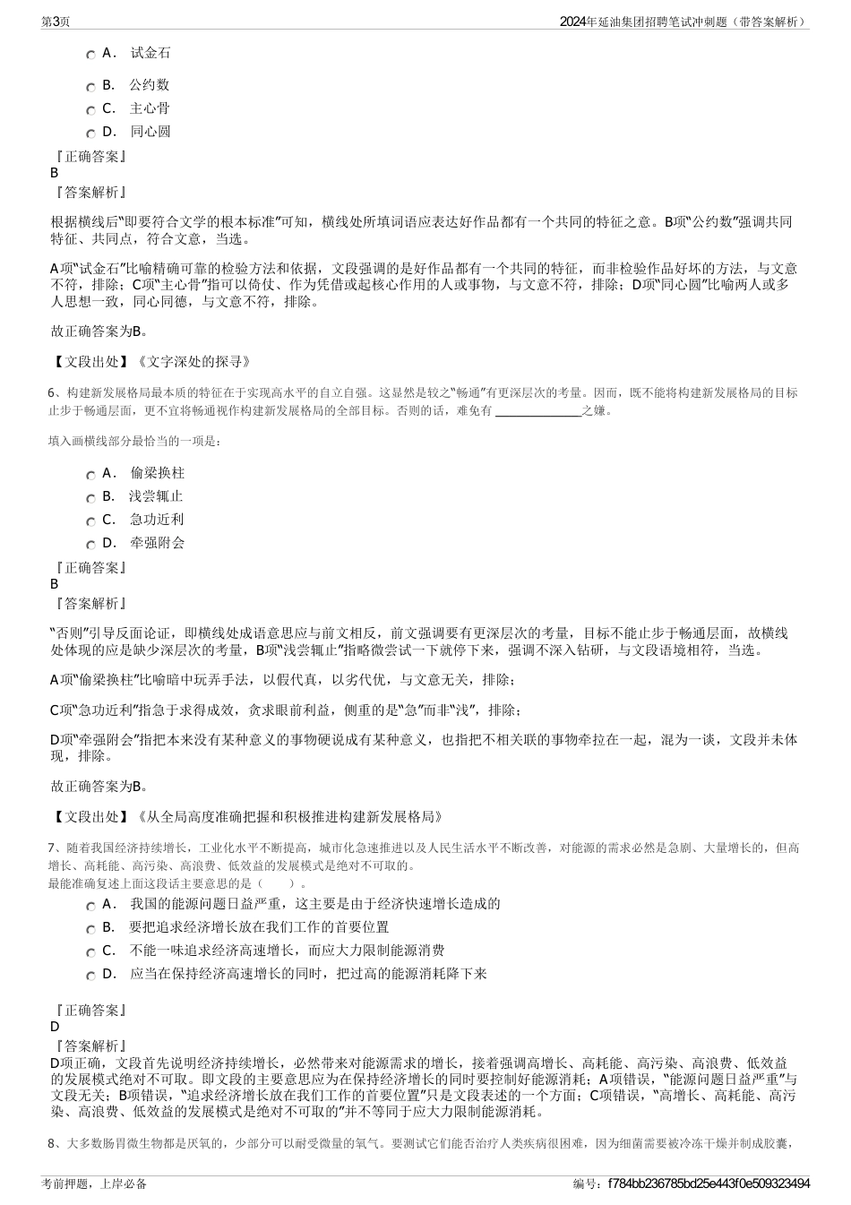 2024年延油集团招聘笔试冲刺题（带答案解析）_第3页