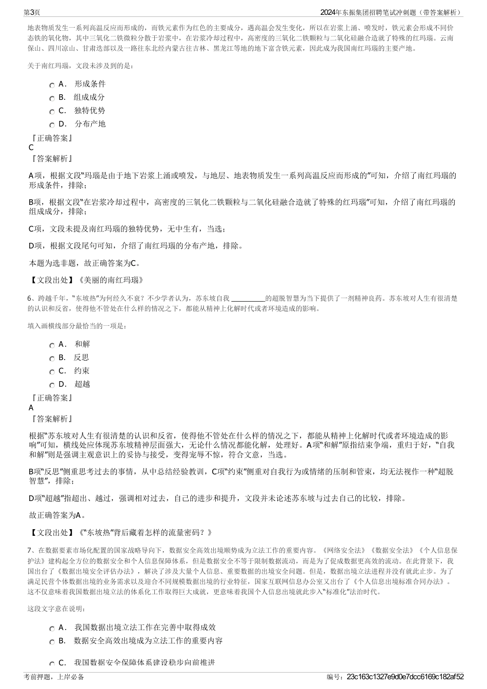 2024年东振集团招聘笔试冲刺题（带答案解析）_第3页