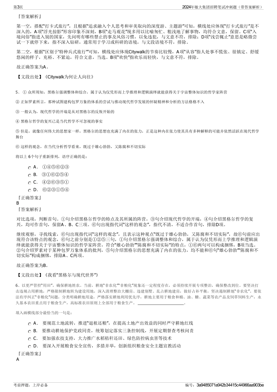 2024年敏大集团招聘笔试冲刺题（带答案解析）_第3页