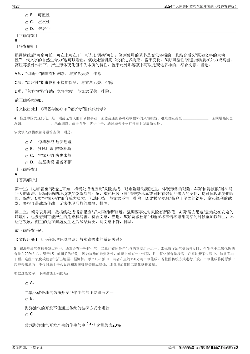 2024年天原集团招聘笔试冲刺题（带答案解析）_第2页