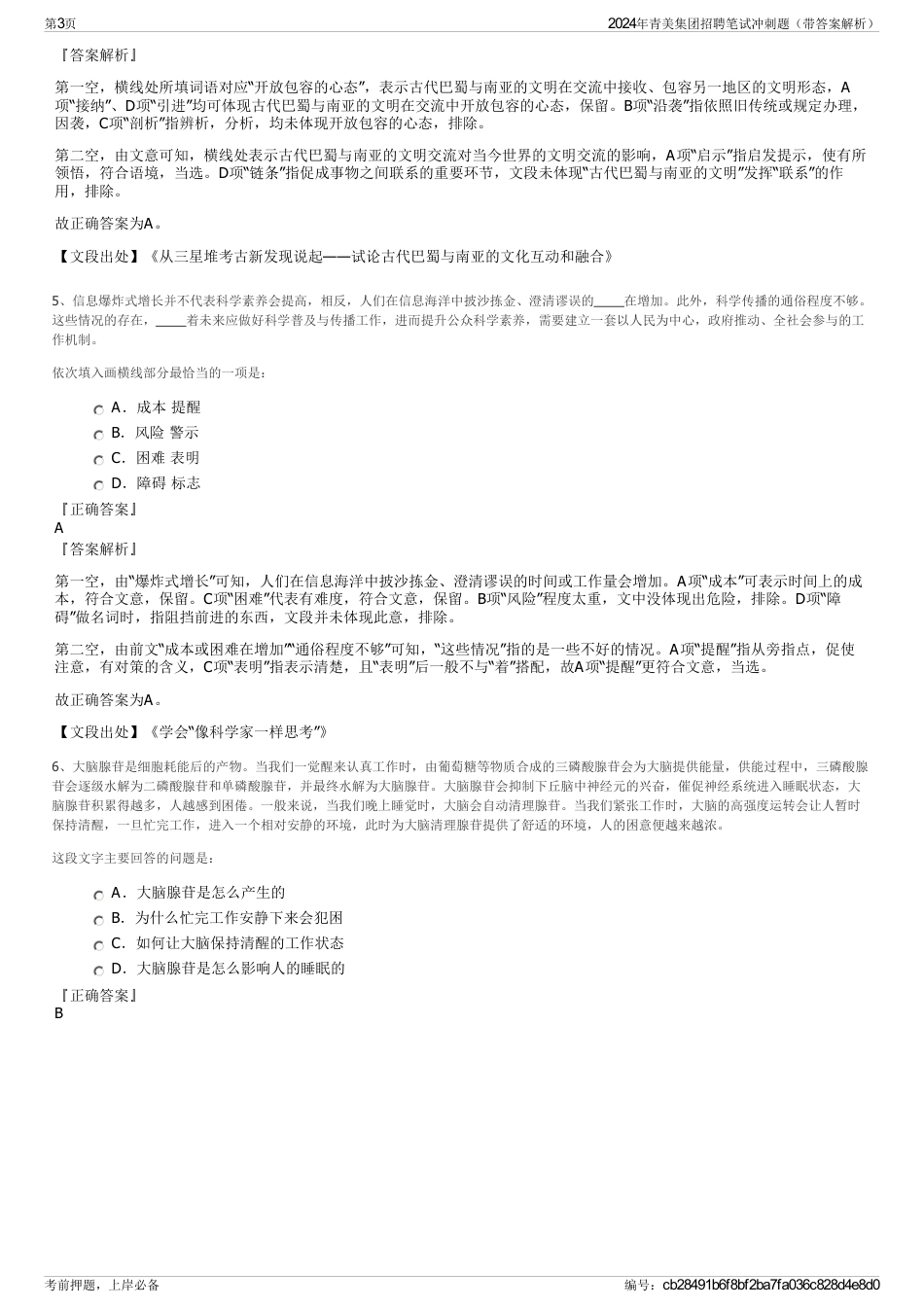 2024年青美集团招聘笔试冲刺题（带答案解析）_第3页