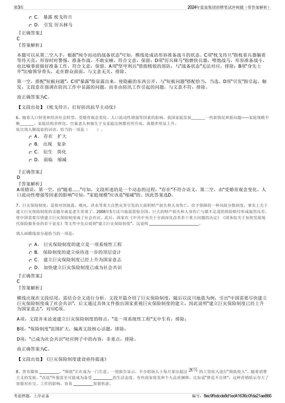2024年蓝兹集团招聘笔试冲刺题（带答案解析）_第3页