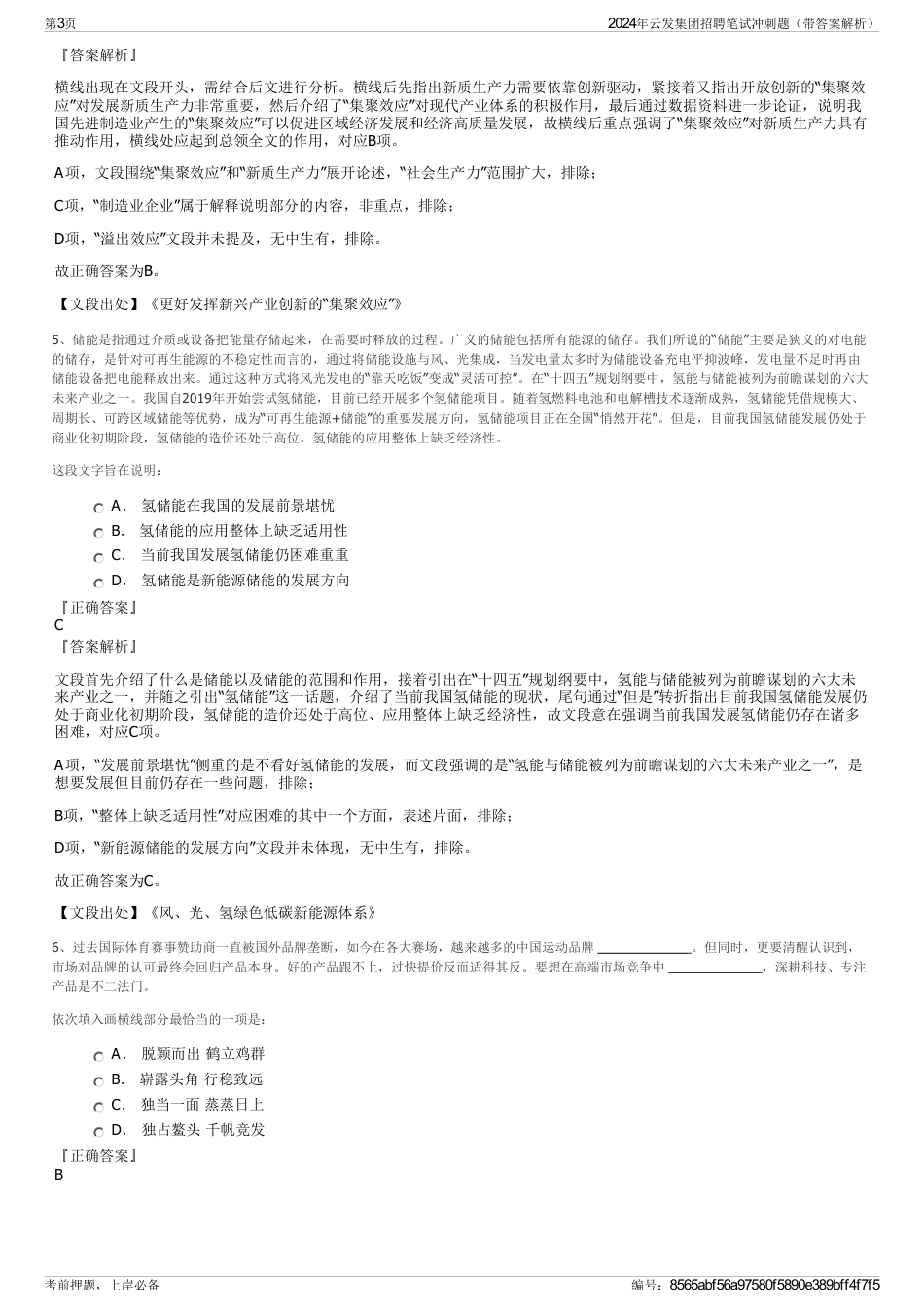 2024年云发集团招聘笔试冲刺题（带答案解析）_第3页