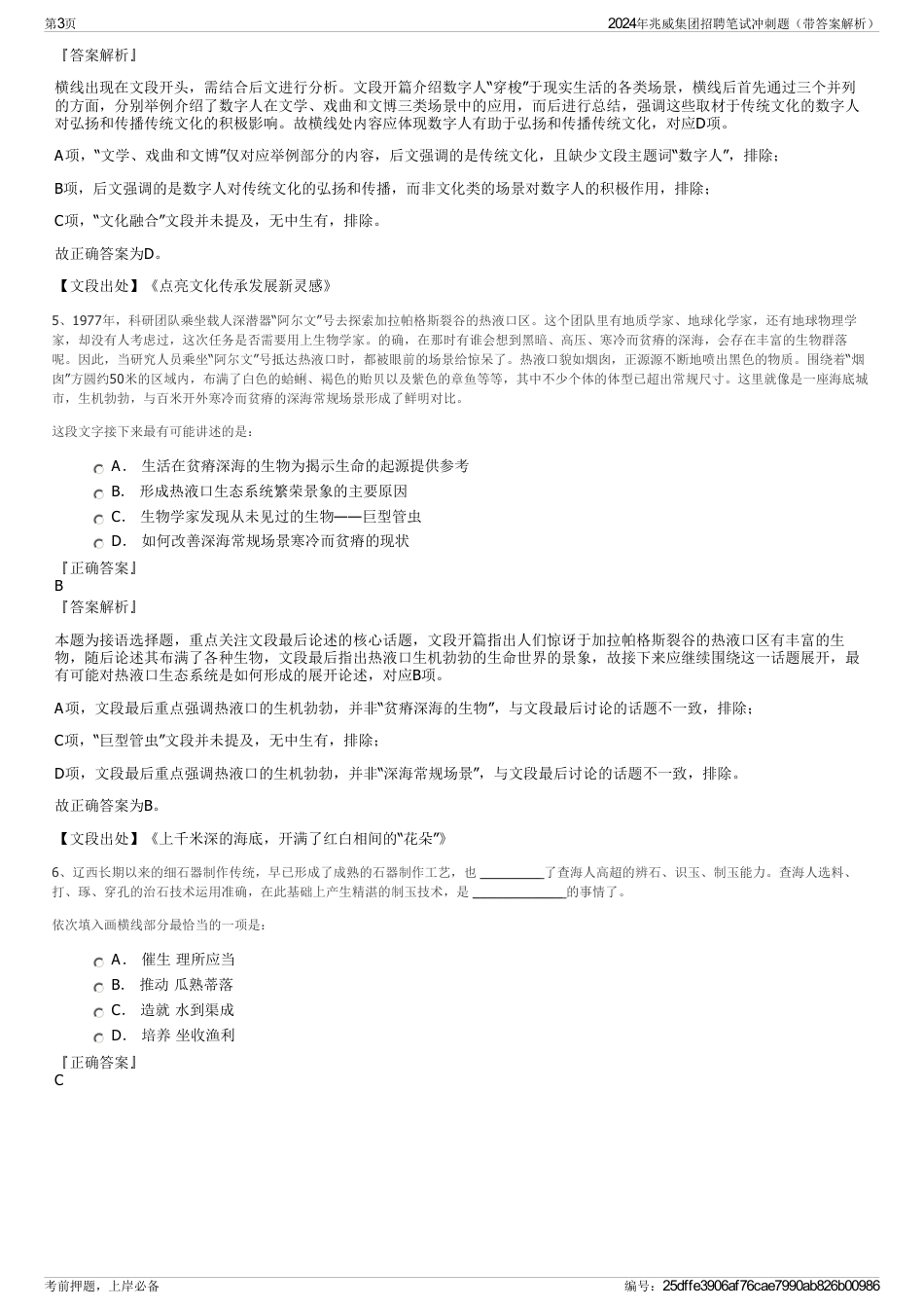 2024年兆威集团招聘笔试冲刺题（带答案解析）_第3页