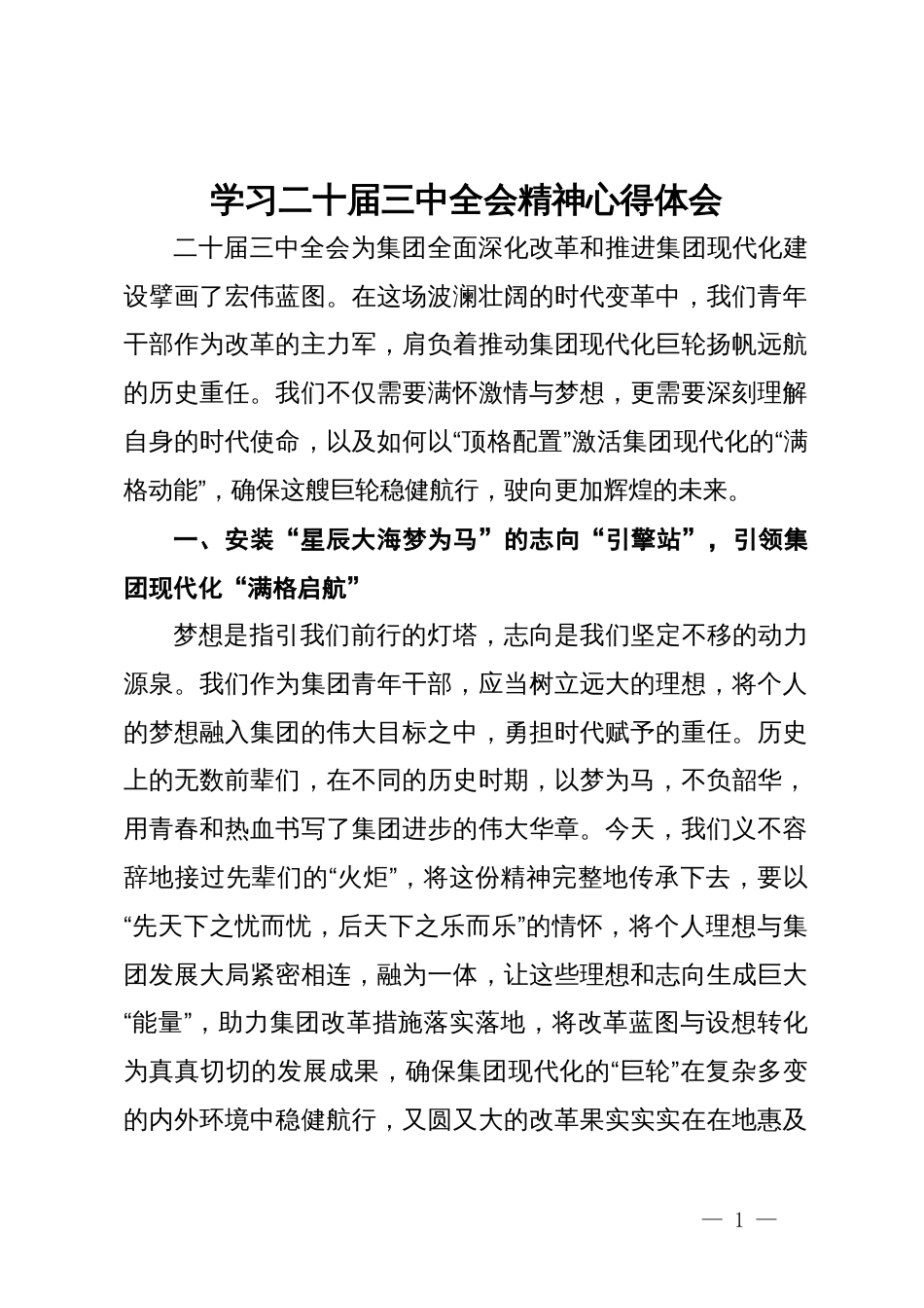 国企年轻干部学习二十届三中全会精神心得体会_第1页