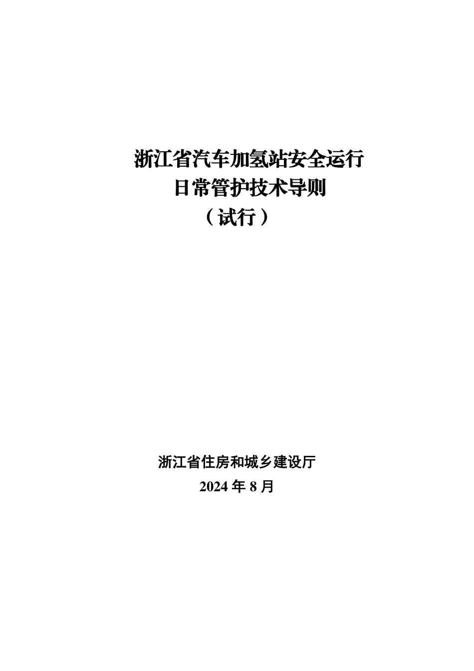 浙江省汽车加氢站安全运行日常管护技术导则（试行）_第1页