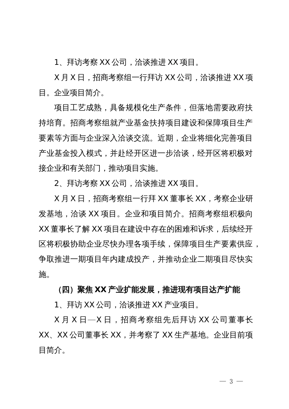 关于xx市领导外出招商引资考察的专题报告_第3页