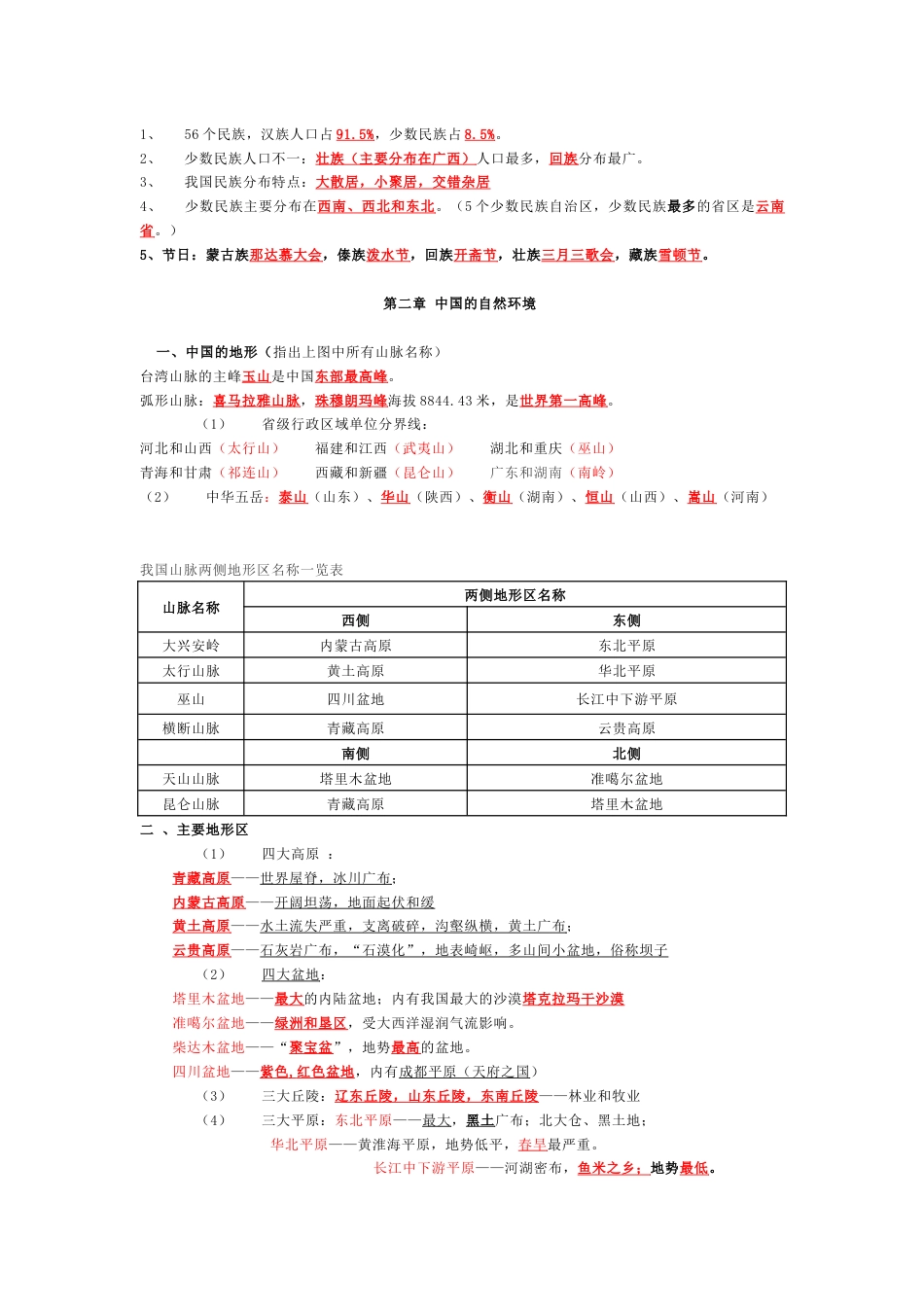 八年级上册地理99%考点归纳_第2页