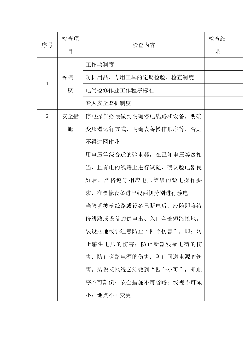 电气检修作业安全检查表_第1页