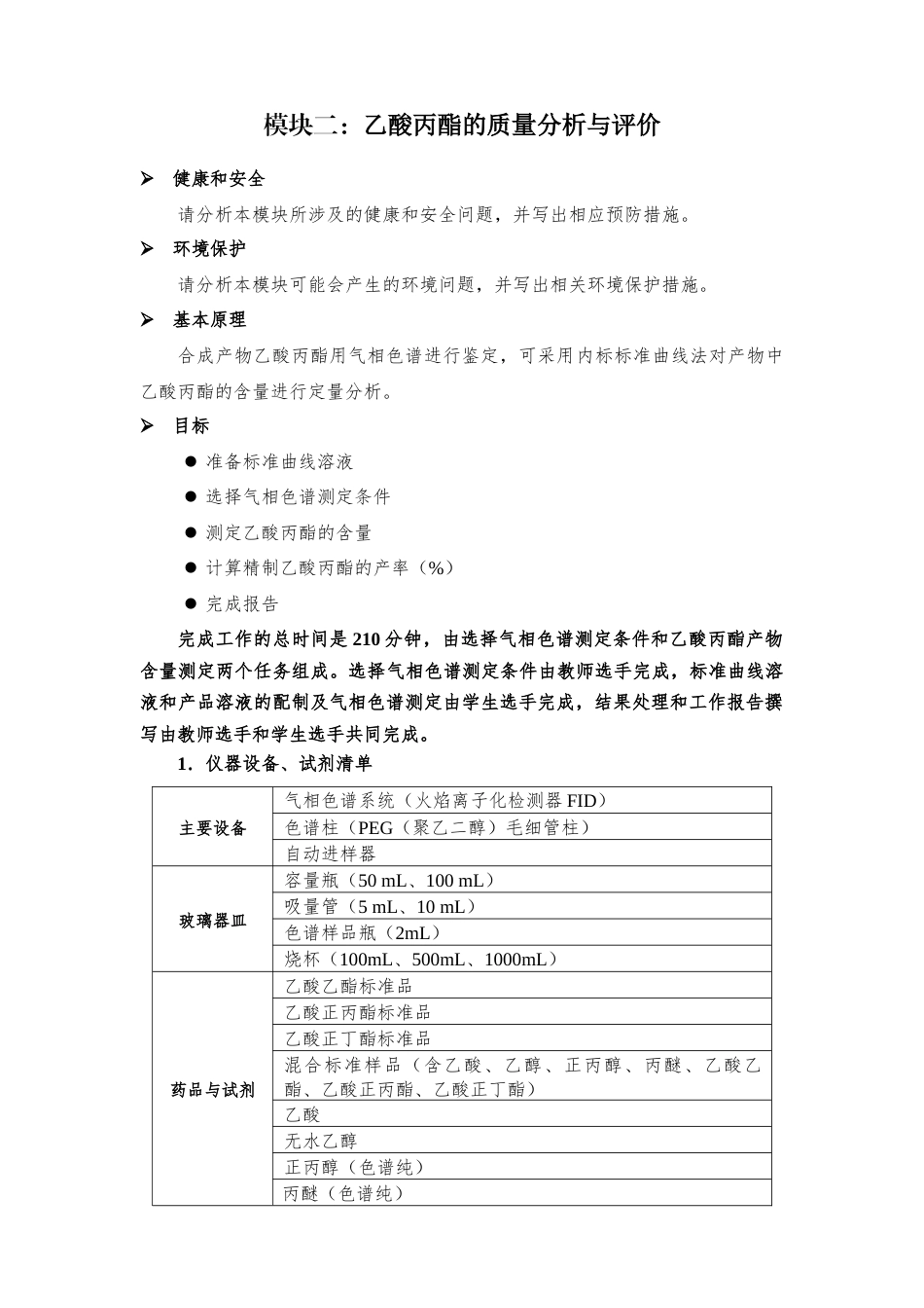 十六届山东省职业院校技能大赛GZ022化学实验技术赛题-丙酯16号-下午_第1页