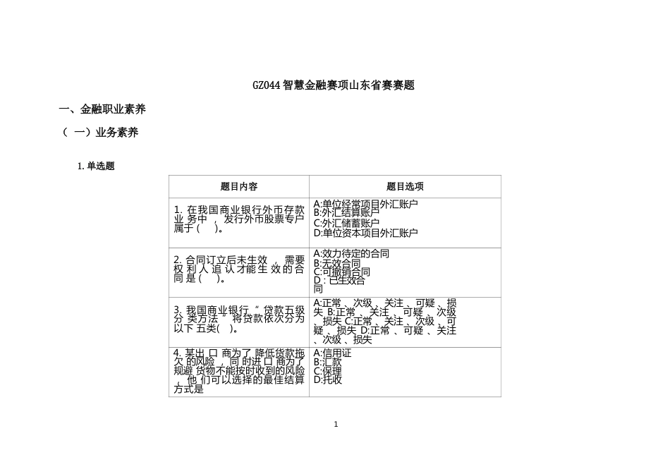 16届山东省职业院校技能大赛智慧金融赛项试题_第1页