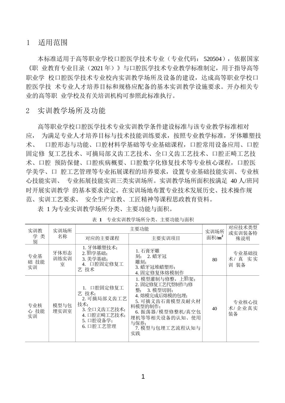 高等职业学校口腔医学技术专业实训教学条件建设标准_第3页