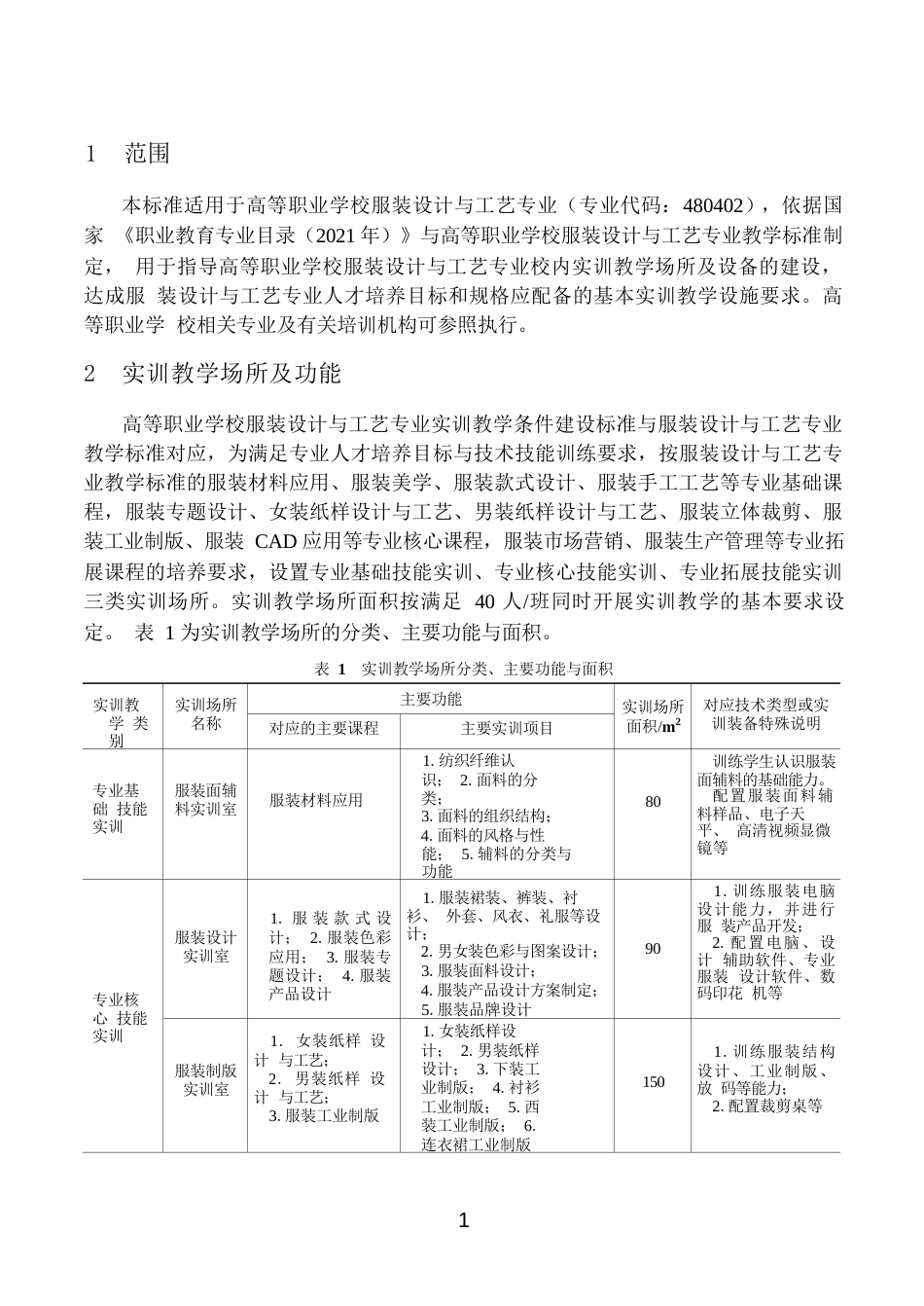 高等职业学校服装设计与工艺专业实训教学条件建设标准_第3页