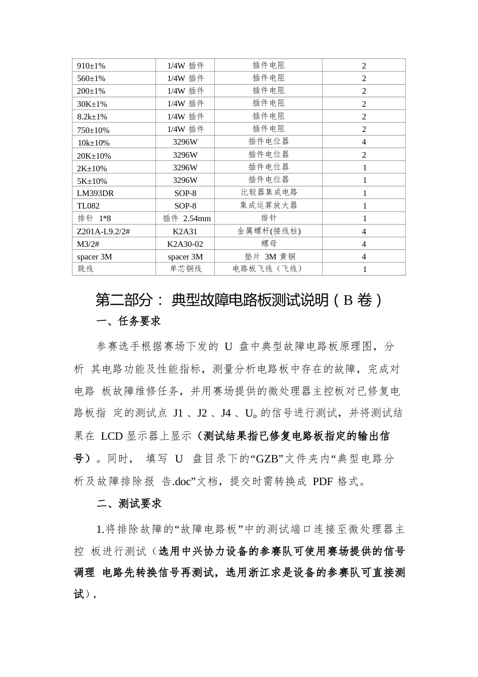 十六届山东省职业院校技能大赛第一部分：指定功能电路题目要求（B 卷）_第3页