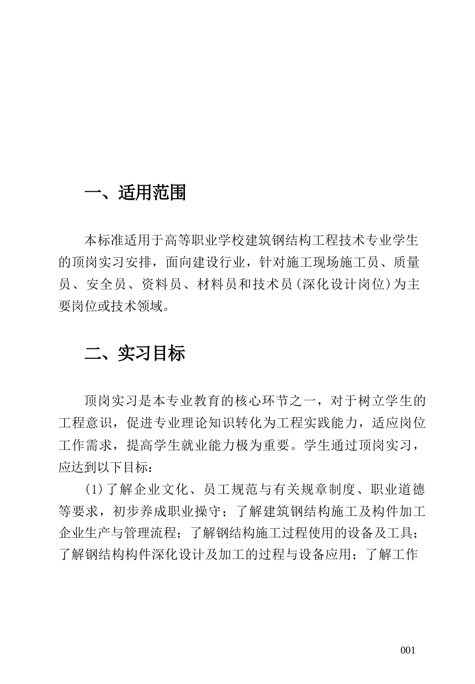 高等职业学校建筑钢结构工程专业顶岗实习标准_第3页