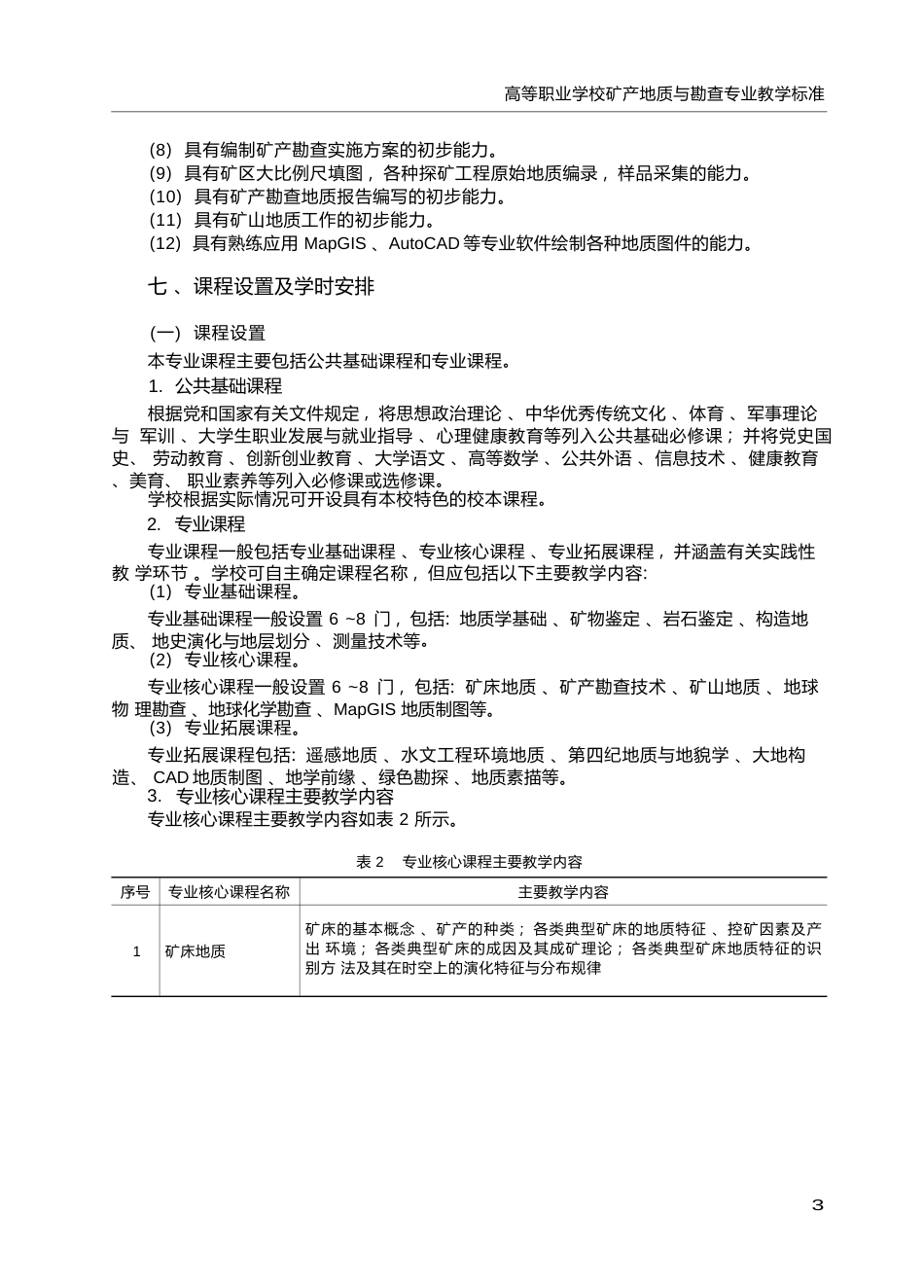 高职学校矿产地质与勘查专业教学标准_第3页