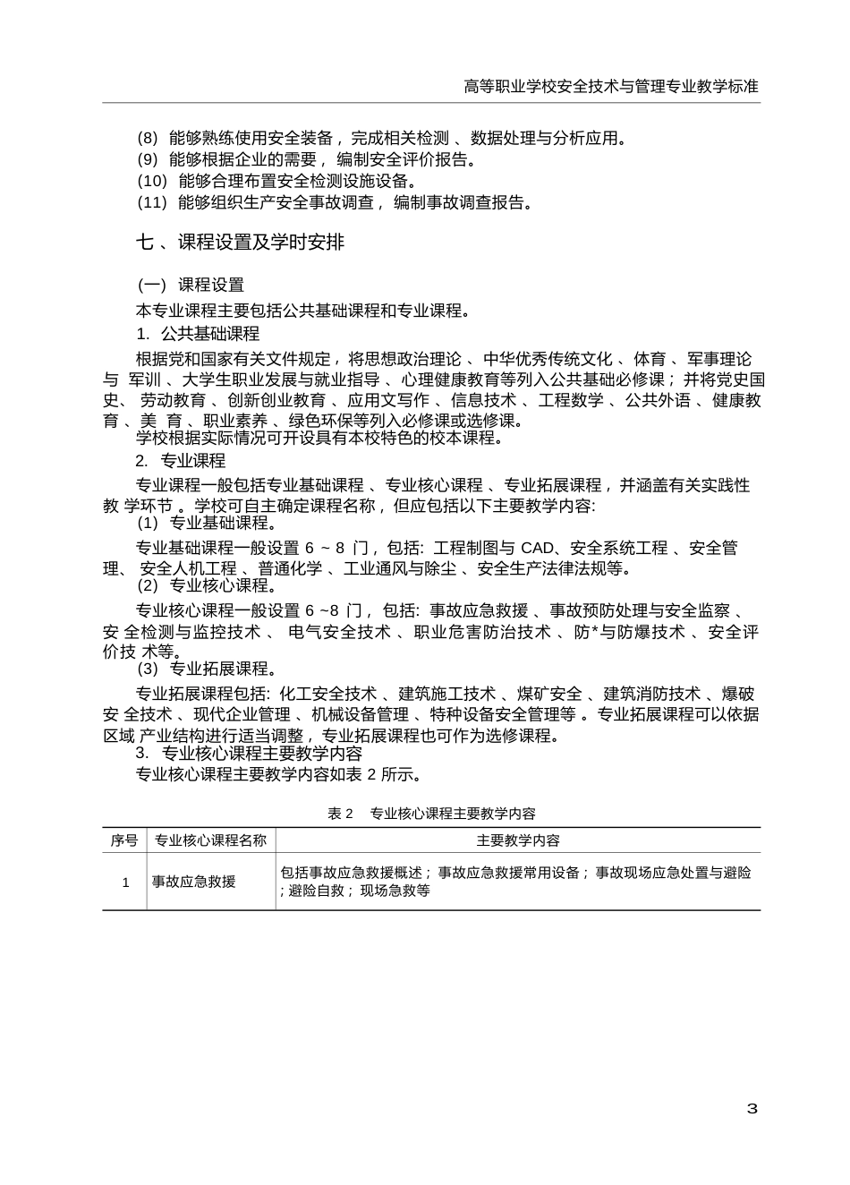 高职学校安全技术与管理专业教学标准_第3页