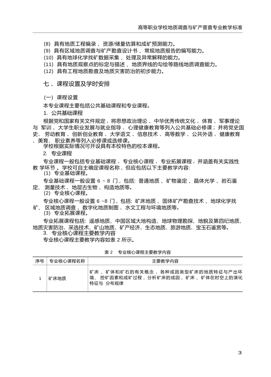 高职学校地质调查与矿产普查专业教学标准_第3页