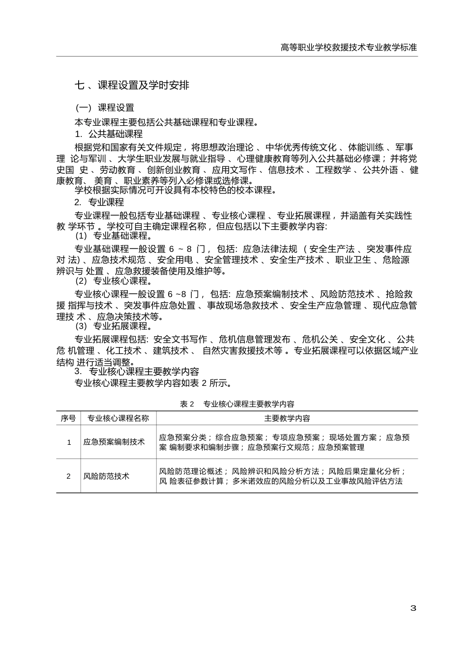 高职学校救援技术专业教学标准_第3页