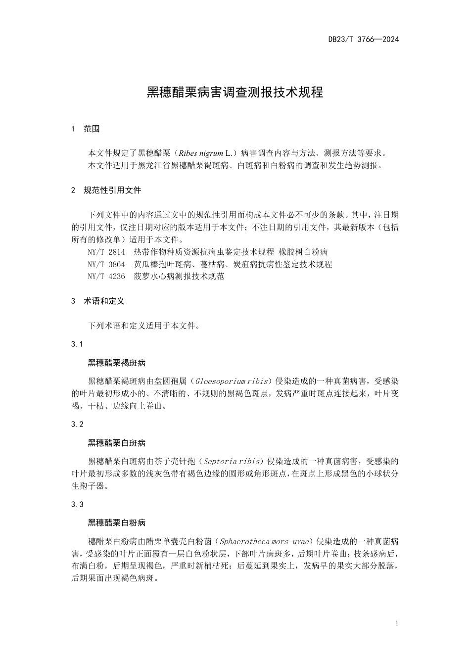 DB23∕T 3766-2024 黑穗醋栗病害调查测报技术规程_第3页