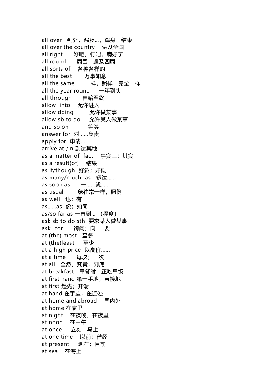 高中英语考试必考词组总结_第2页