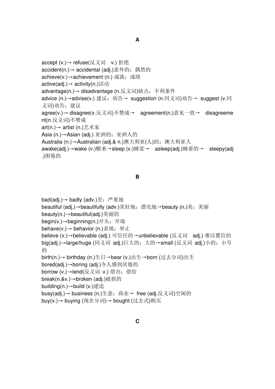 高中英语考试词性转换总结_第1页