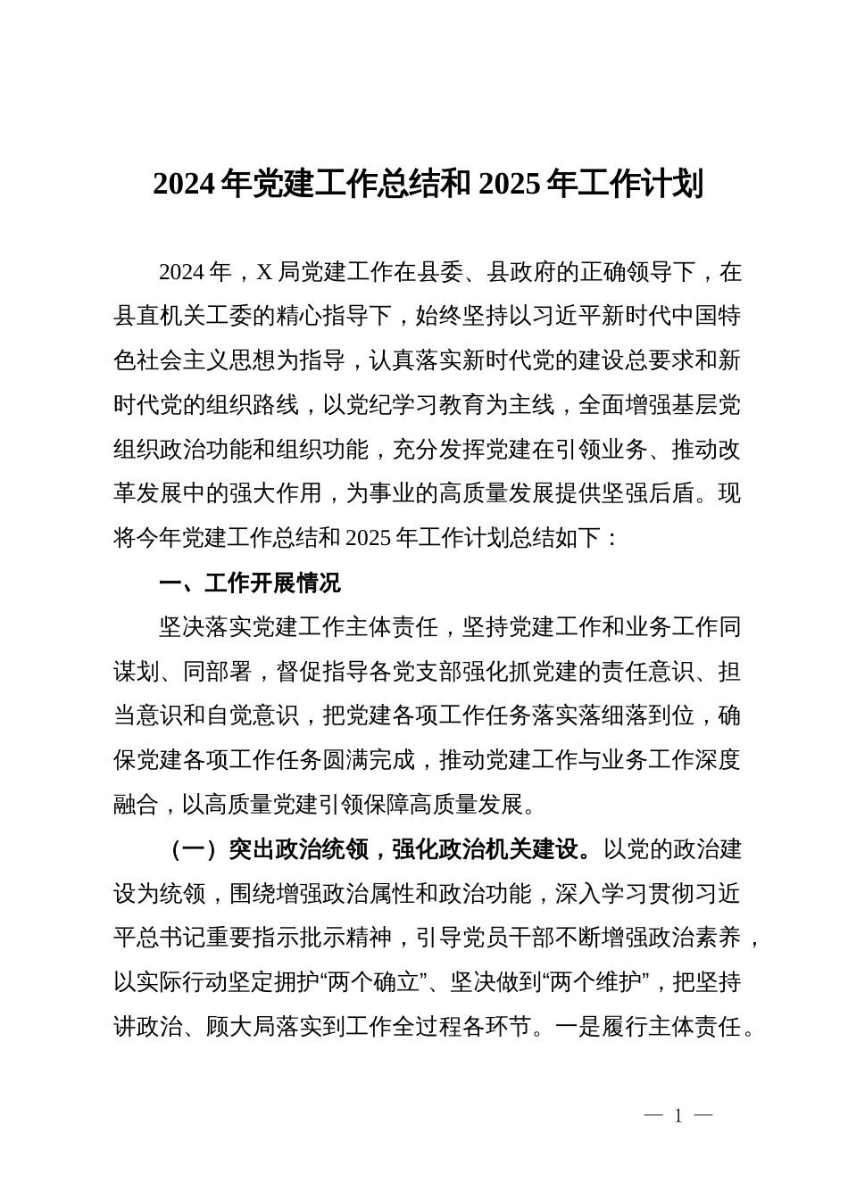 局党组2024年党建工作总结_第1页