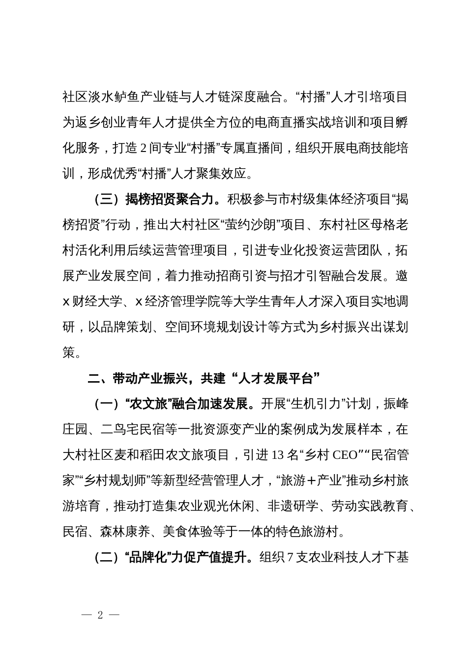 区委组织部在乡村人才工作研讨会上的交流发言_第2页