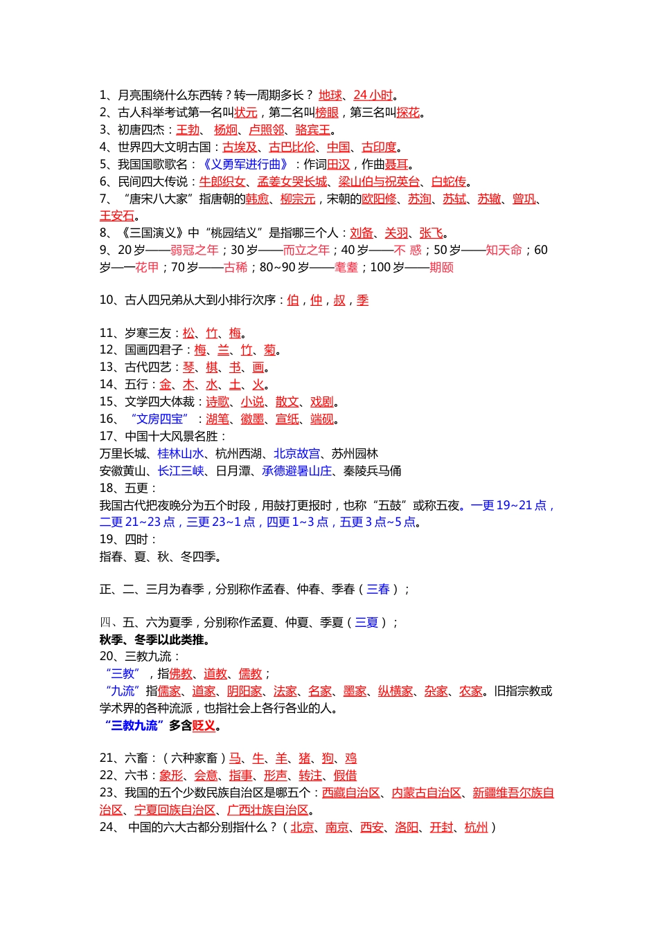 初中语文必背50个文学常识总结_第1页