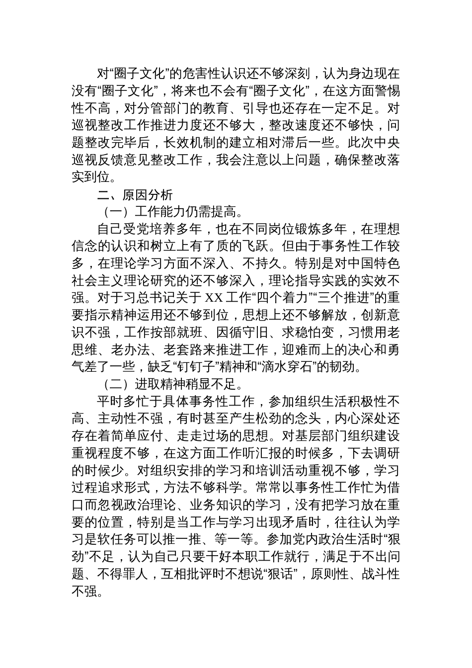 巡察整改专题民主生活会上对照发言材料_第3页