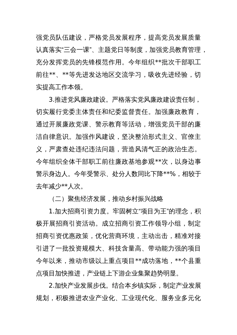 乡镇党委书记2024年述职报告_第2页